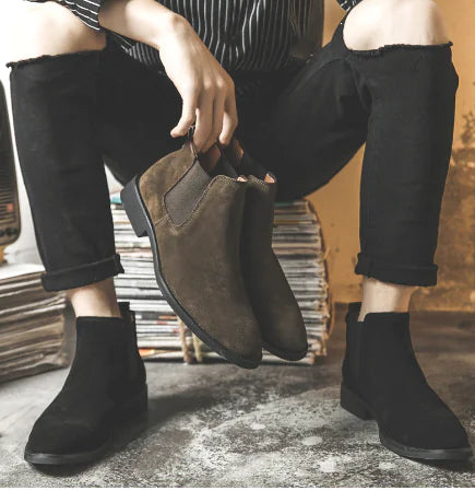Men's Classic High-Top Leather Chelsea Ankle Boots