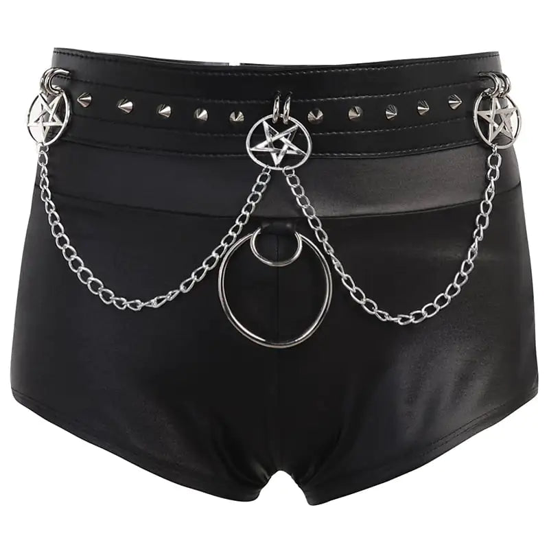 Classic Goth Skinny PU Faux Leather Shorts