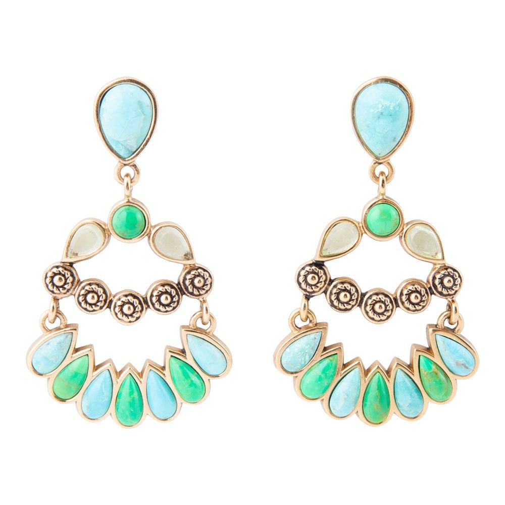 Legacy Blue Turquoise Golden Post Drop Earrings