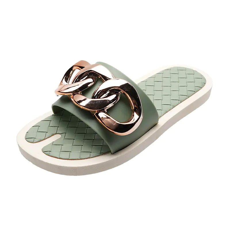 Women's Classic Designer Style Metal Beach Sandals and Slippers