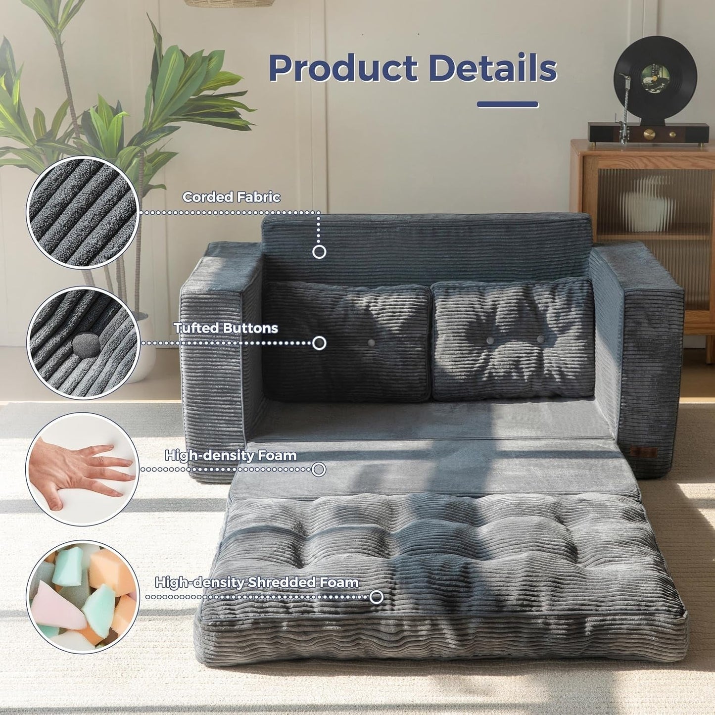 Convertible Sofa Bed With Pillows For Living Room-4