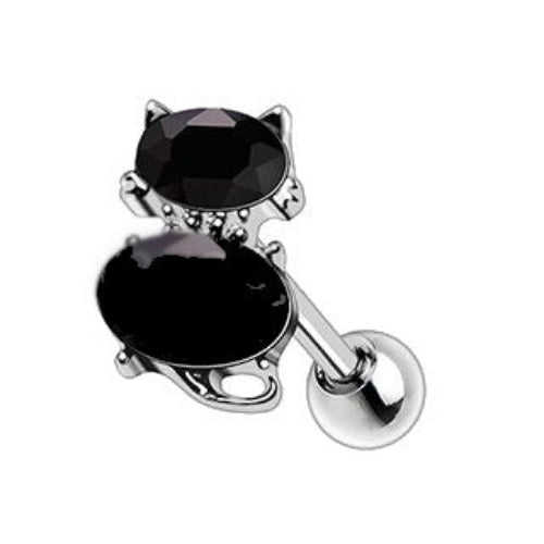 316L Stainless Steel Fancy Black Cat Cartilage Earring-2