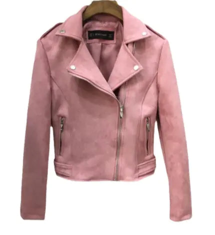 Ladies Classic Retro Biker Style Leather Jacket