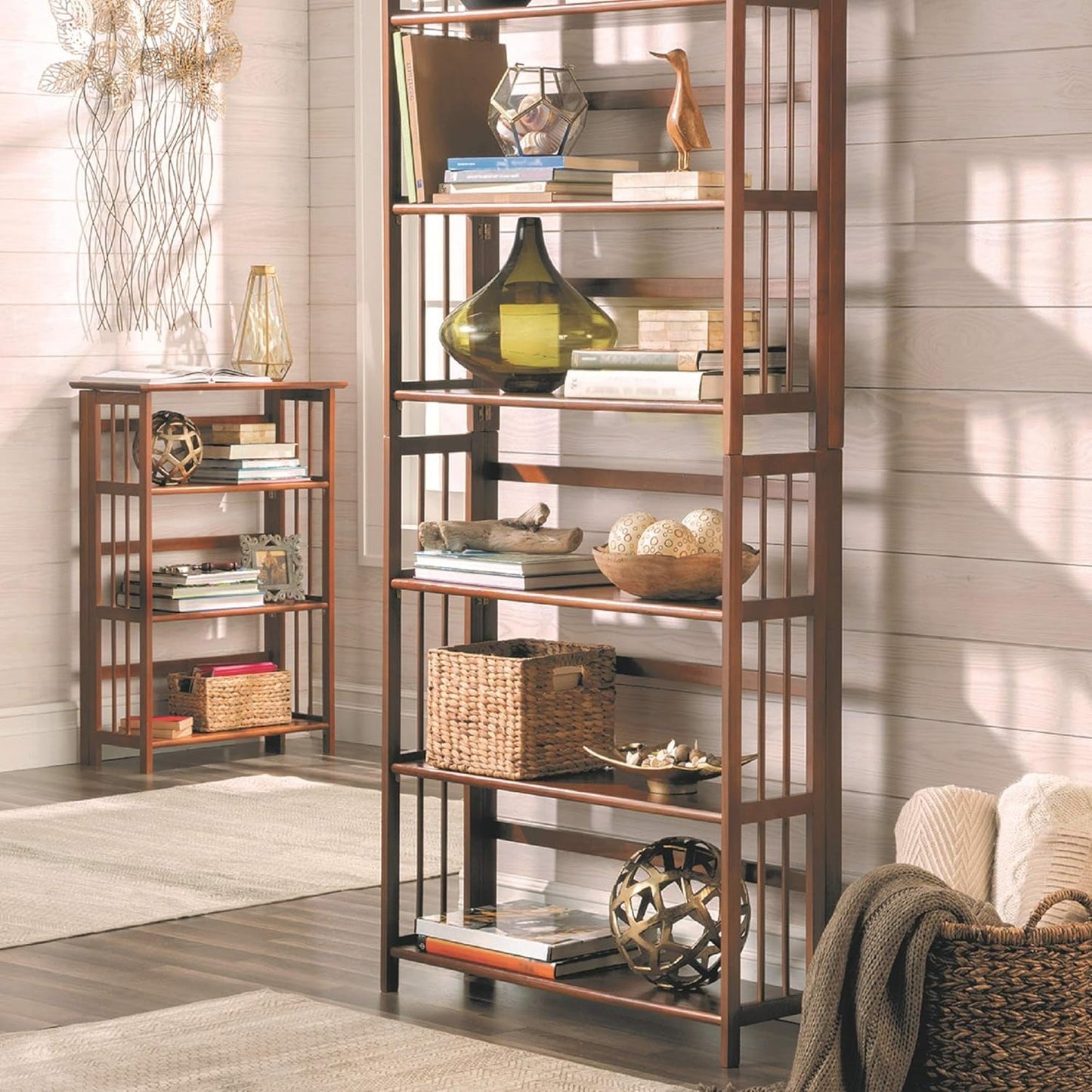 3-Shelf Stackable 27.5" Wide-Chestnut Fold Bookcase-1