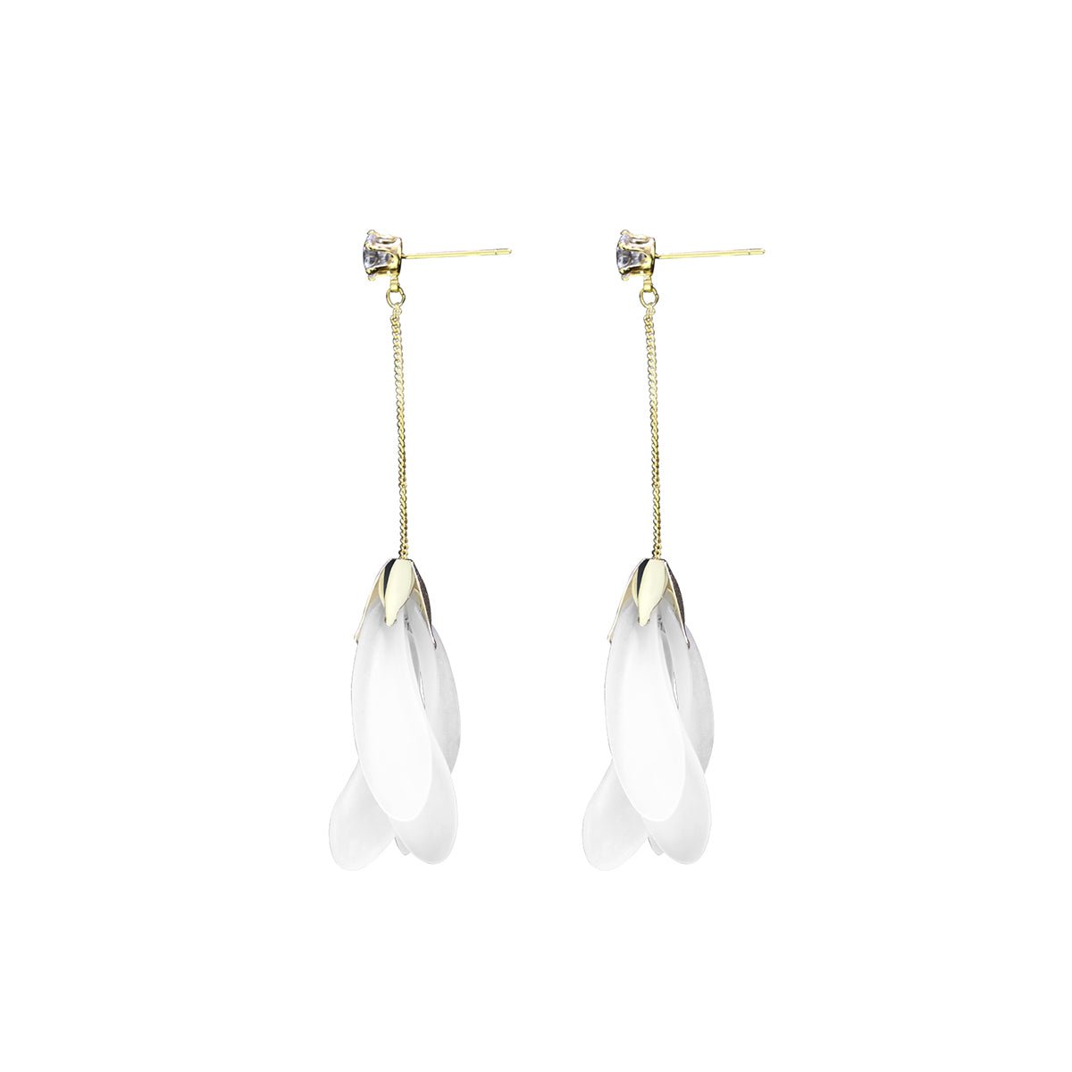Flower Drop White Earrings-0