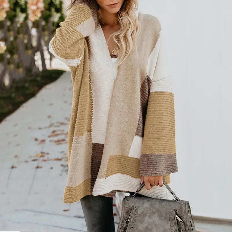 Women's Classic Geometric Color Block Cardigan