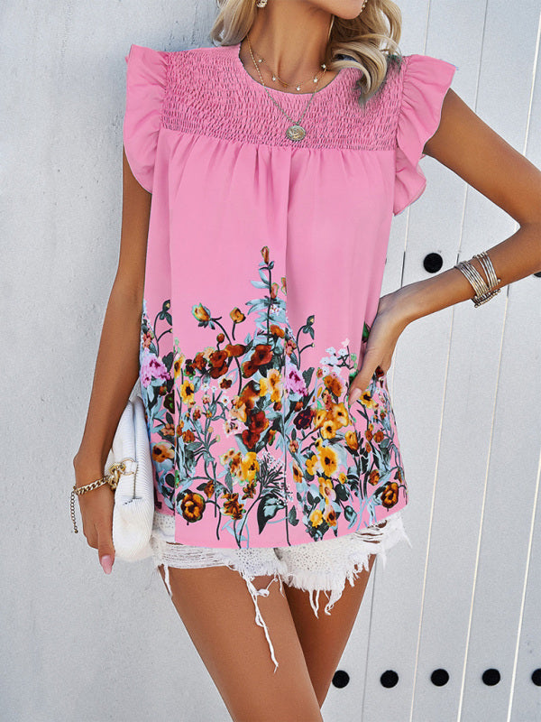Vintage Mexican Inspired Floral Printed Top