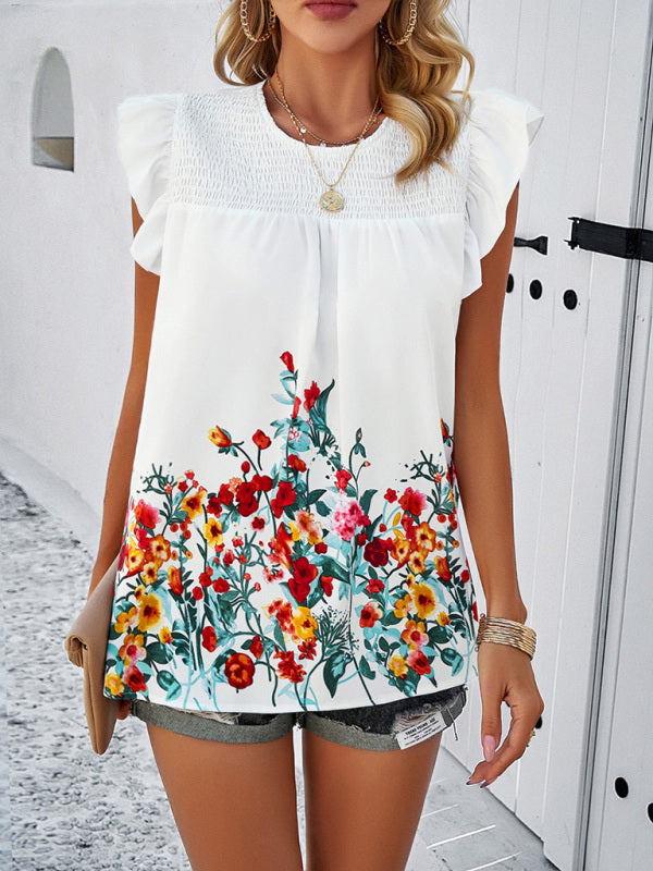 Vintage Mexican Inspired Floral Printed Top
