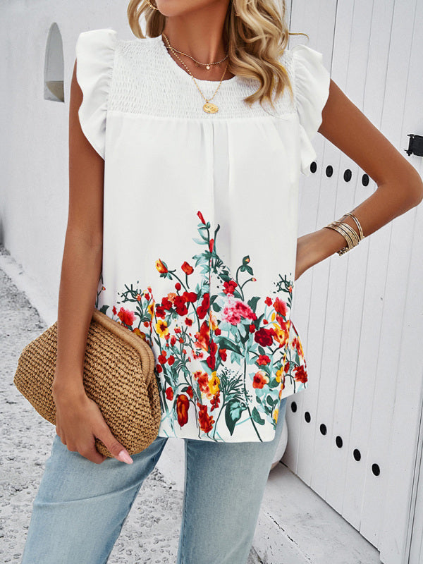 Vintage Mexican Inspired Floral Printed Top