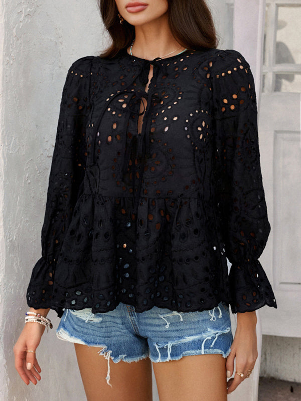 Vintage Boho Style Lace-Up Cardigan