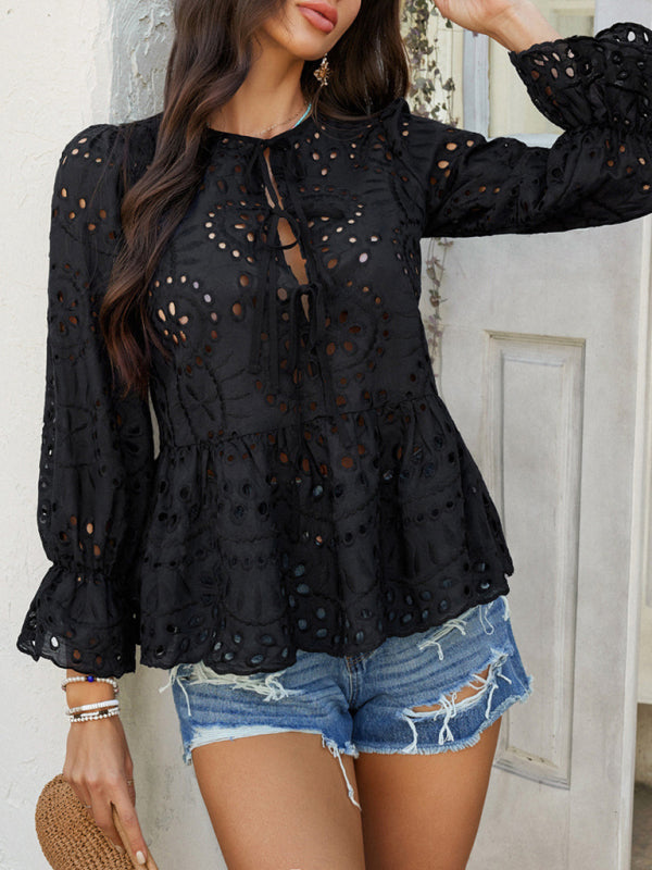 Vintage Boho Style Lace-Up Cardigan