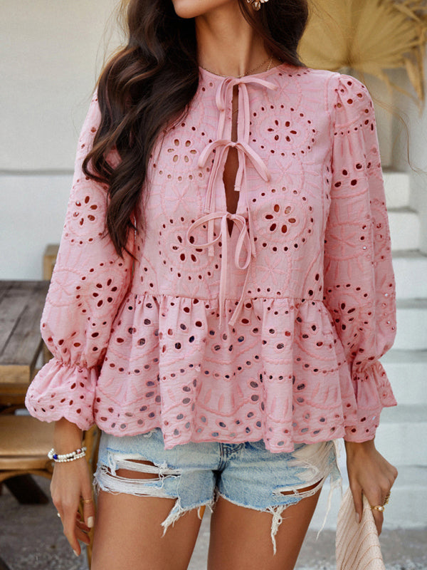 Vintage Boho Style Lace-Up Cardigan
