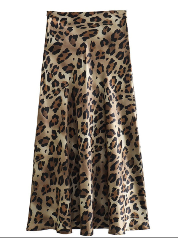 Retro Style Leopard Print Maxi Skirt