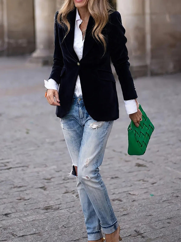 Women's Glam Velvet Suit Jacket - Slim Fit - Multiple Colors - Four Season