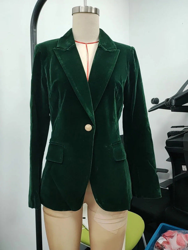 Women's Glam Velvet Suit Jacket - Slim Fit - Multiple Colors - Four Season