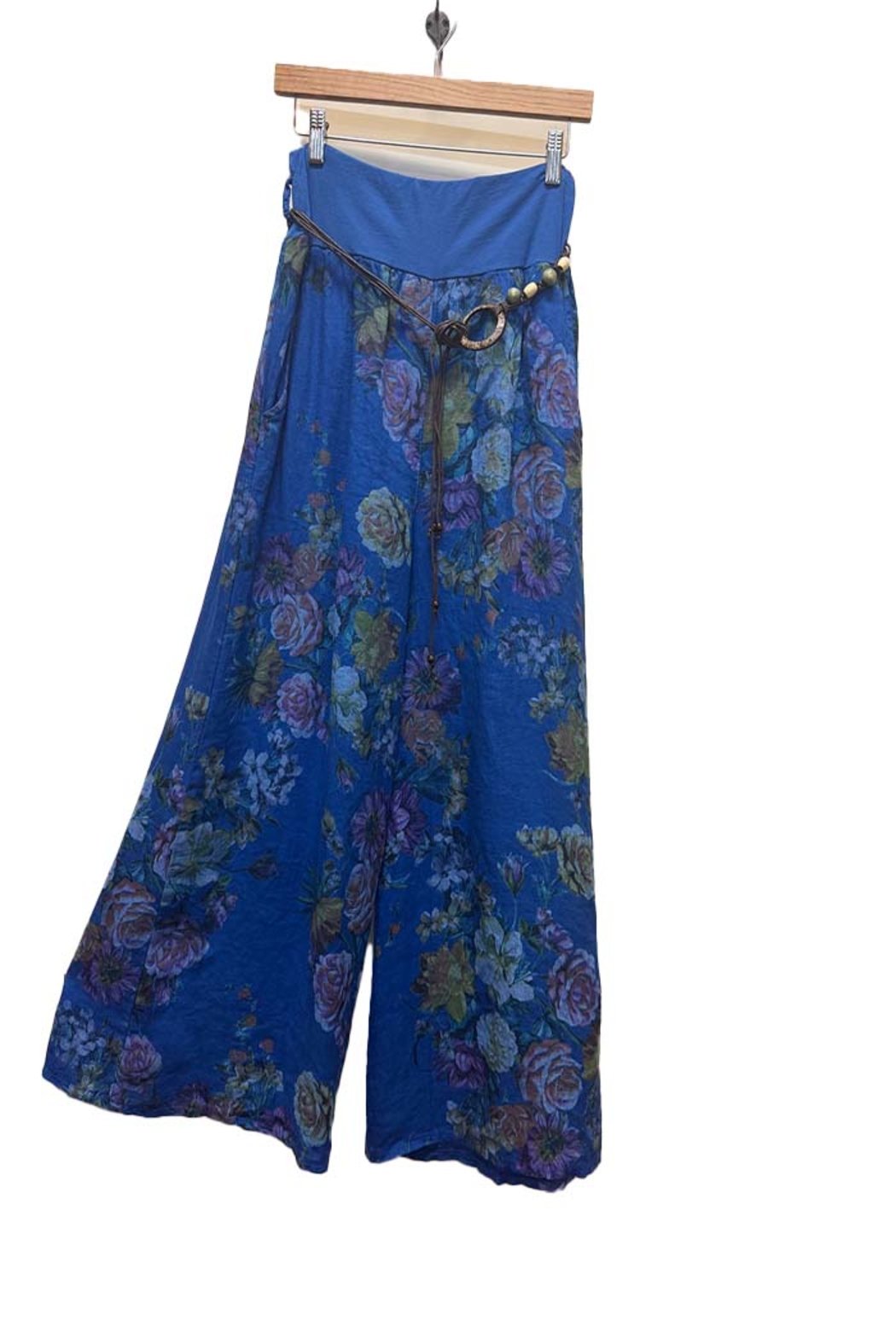 Italian Linen Pants Peony Pattern