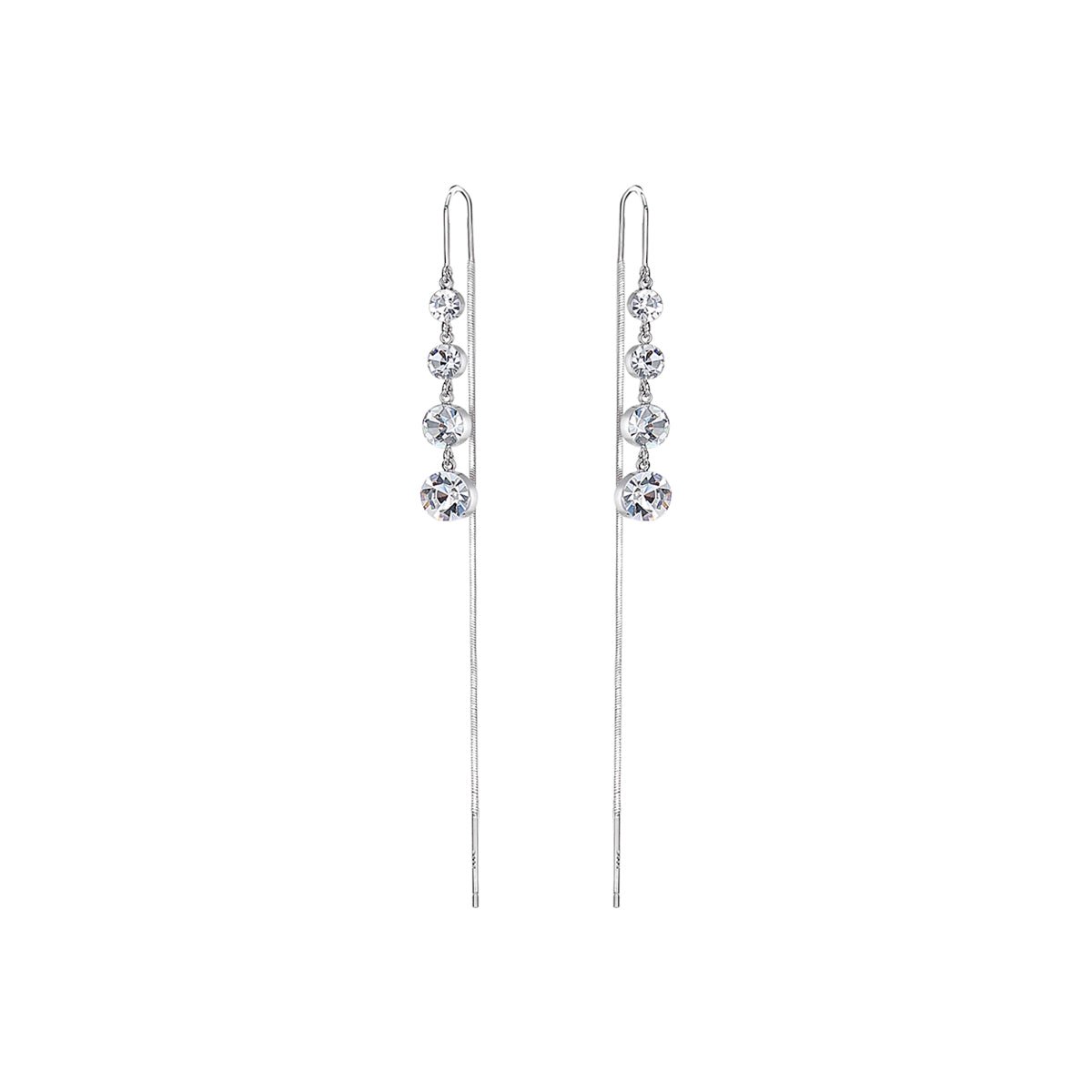 Sparkle Drip Tassel Silver Earrings-0