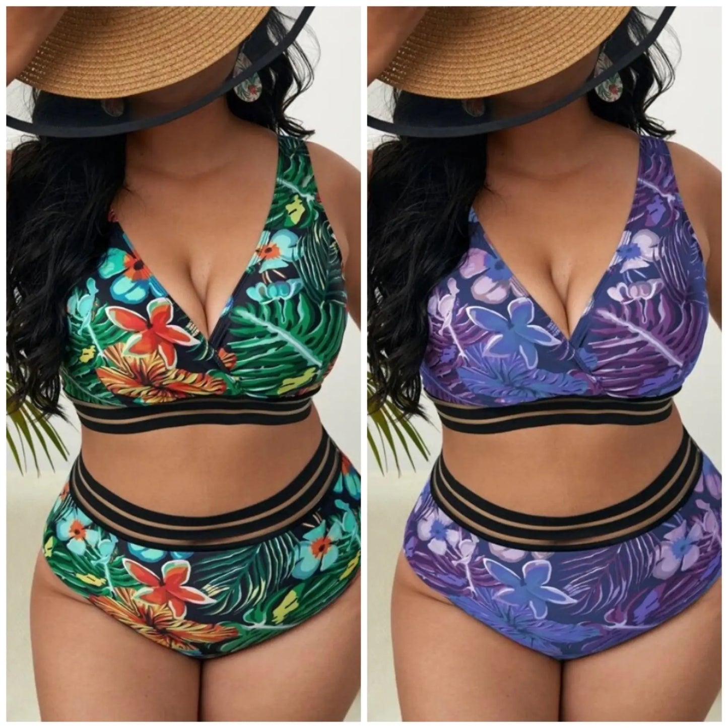 Women's Plus Size High Waist Bikini Swimwear