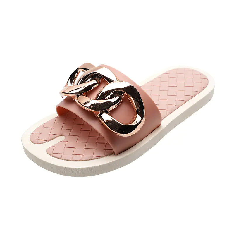 Women's Classic Designer Style Metal Beach Sandals and Slippers