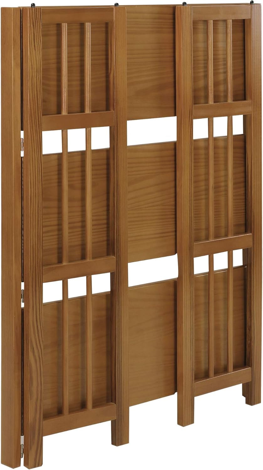 3-Shelf Stackable 27.5" Wide-Chestnut Fold Bookcase-4