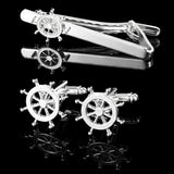 Men's Trendy Rudder Cufflinks and Tie Clip Set