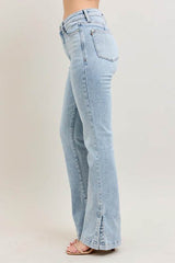 Judy Blue Full Size Tummy Control Vintage Wash Side Slit Slim Boot Jeans Plus Size