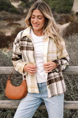 Plaid Patchwork Side Pocket Button-Up Shacket