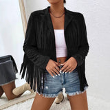 Retro-Edge V-Neck Fringe Jacket