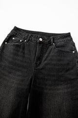 Denim Raw Hem Straight Leg Jeans