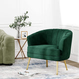 Green Velvet Accent Chair With Gold Legs For Living Room-4