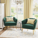 Green Velvet Accent Chair With Gold Legs For Living Room-1