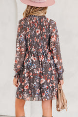 Floral Mesh Long Sleeve Mini Dress