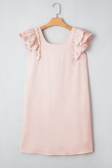 Abigail Textured Flutter Sleeve Bow Back Mini Dress