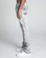 AJ27SK LACE FADED WASH STACKED JEANS
