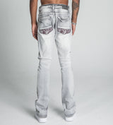 AJ27SK LACE FADED WASH STACKED JEANS