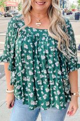 Adelynn Square Ruffled Trim PLUS Blouse