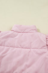 Solid Flutter Sleeve Snap Button Puffer Vest