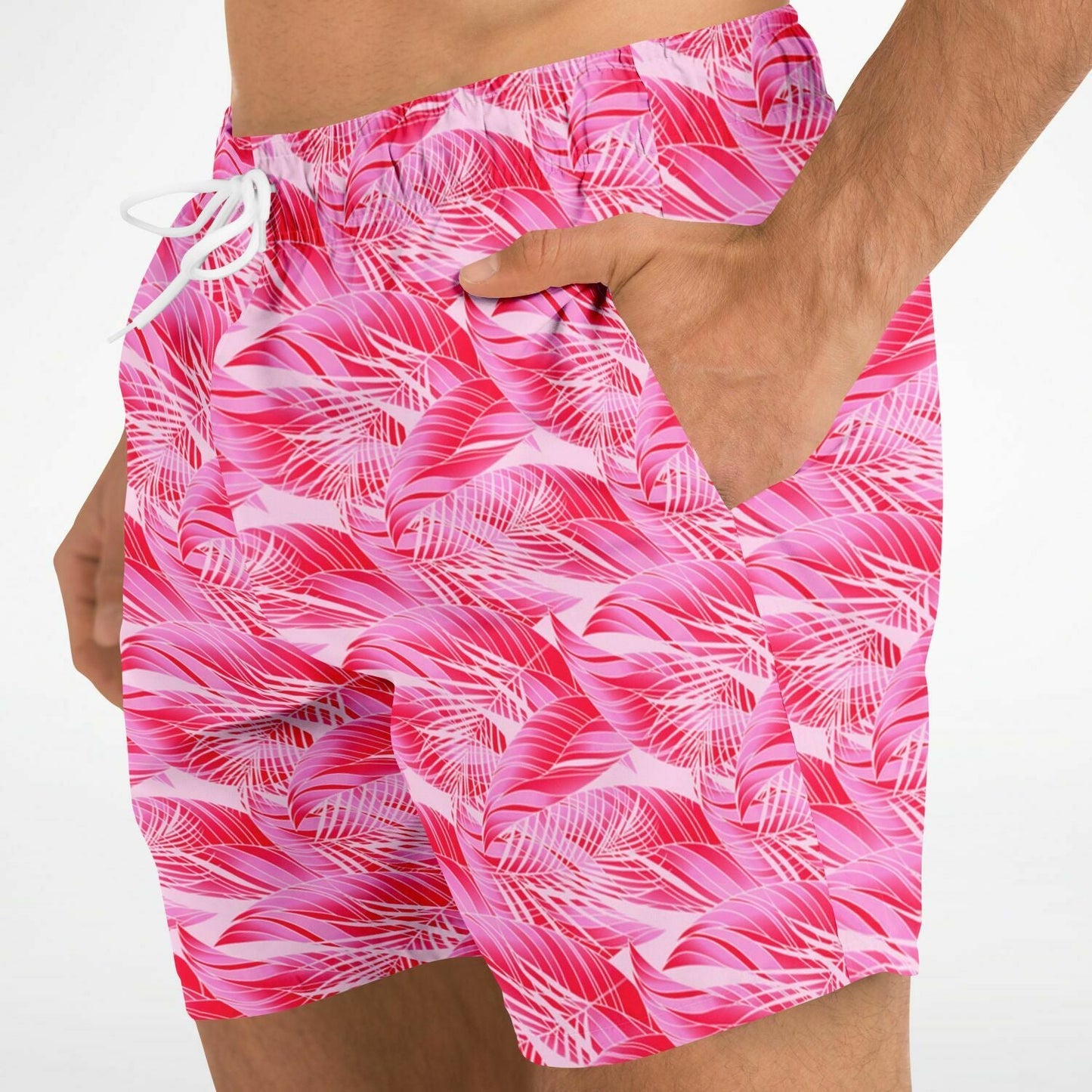 Rad Palm Tropic Pink Men's Swim Trunks