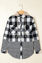 Cecelia Patchwork Drawstring Hooded Shacket