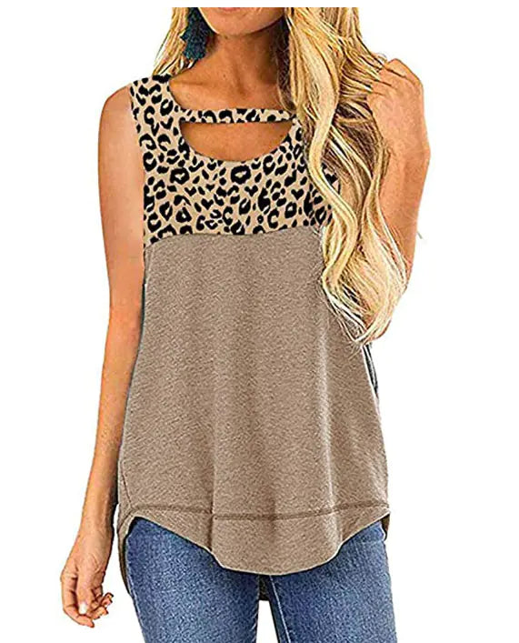 Women's Retro Style Color Block Leopard Print Top