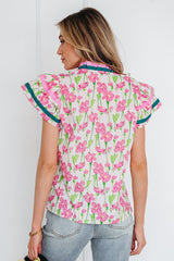 Elyse Ruffled Short Sleeve Blouse