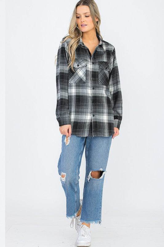 Womens Boyfriend Flannel Shirt S-L ONLY