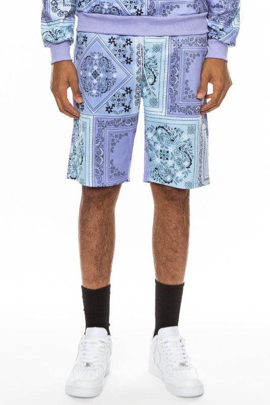 Weiv Mens Paisley Bandana Print Shorts