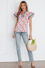 Elyse Ruffled Short Sleeve Blouse