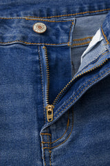 Denim Raw Hem Straight Leg Jeans