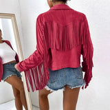 Retro-Edge V-Neck Fringe Jacket