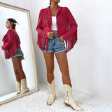 Retro-Edge V-Neck Fringe Jacket
