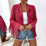 Retro-Edge V-Neck Fringe Jacket