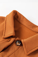 Textured Collared Button-Up Drop Shoulder Coat
