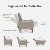 Arthur Mid Century Recliner Chair With 3 Positions Taupe Stripe Jacquard-2